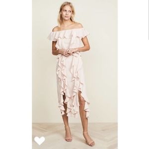 NWT C/Meo Collective Blush Pink Ruffle "Dream State" Midi Dress Size XS